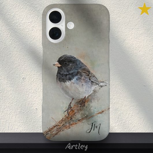 Donkerogige Junco Bird Painting Initialen Custom N Case-Mate iPhone Case
