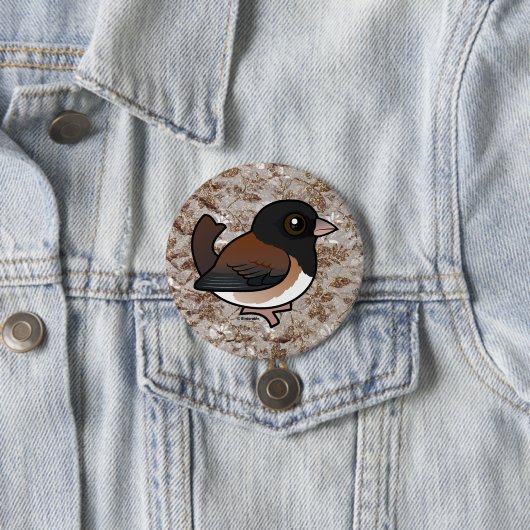 Donkerogige Junco (Oregon) Ronde Button 7,6 Cm (In situ)