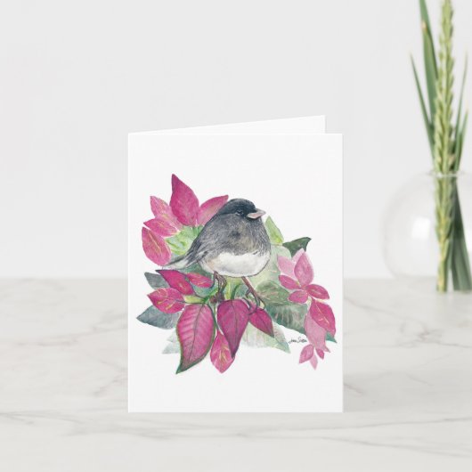 Donkerogige Junco Vogelbloemen Kaart (Voorkant)