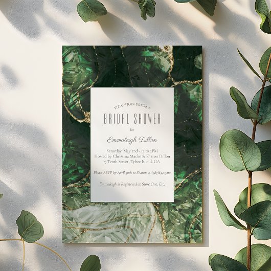 Donkerolive Green Gemstone Vrijgezellenfeest Kaart