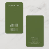 Donkerolive Green Modern Elegant Visitekaartje (Voorkant / Achterkant)