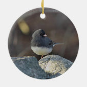 Donkeroogige junco keramisch ornament (Achterkant)