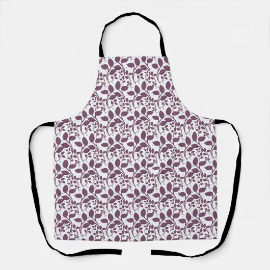 Donkerpaars bladpatroon, Elegante botanische print Schort (Voorkant)