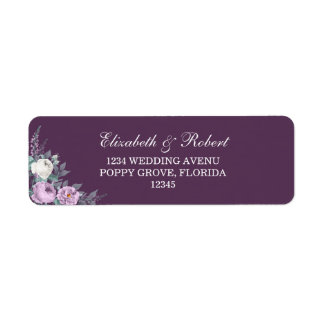 Donkerpaars Bloem Motief Retouradres Label