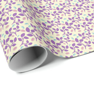 Donkerpaars Bloempatroon   Esthetisch Naadloos Cadeaupapier