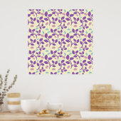 Donkerpaars Bloempatroon | Esthetisch Naadloos Poster (Keuken)