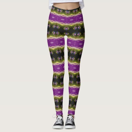 Donkerpaars en groen leggings (Voorkant)