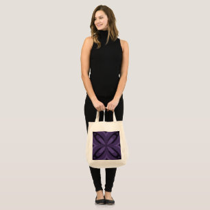 Donkerpaars gekleurd retro patroon tote bag