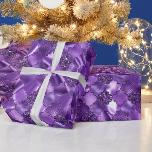 Donkerpaars Marokkaans vierlobbig patroon Cadeaupapier