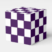 Donkerpaars met wit vierkant patroon klassiek bedankdoosjes (Voorkant Zijde)