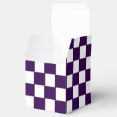 Donkerpaars met wit vierkant patroon klassiek bedankdoosjes (Geopend)