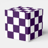 Donkerpaars met wit vierkant patroon klassiek bedankdoosjes (Achterkant)