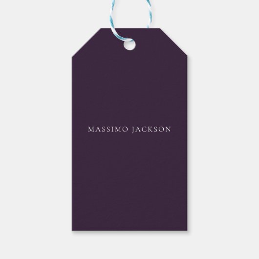Donkerpaars Minimalistisch Eenvoudig Modern Cadeaulabel (Voorkant)