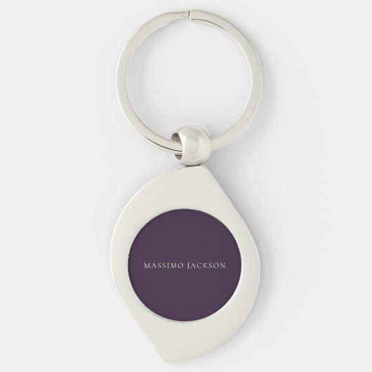 Donkerpaars Minimalistisch Eenvoudig Modern Sleutelhanger (Voorkant)