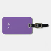 Donkerpaars Paarse | Modern monogram Bagagelabel (Voorkant horizontaal)