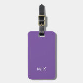Donkerpaars Paarse | Modern monogram Bagagelabel (Voorkant verticaal)