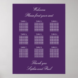 Donkerpaarse 9 Tafel Trouwstoelindeling Poster