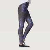Donkerpaarse Blauwe Bloemen Leggings (Rechts)