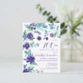 Donkerpaarse bloem Botanische verjaardagsfeestje 1 Briefkaart (Staand voorkant)