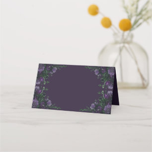 Donkerpaarse Bloemrijke Elegante Trouwdag Gotisch Plaatskaartje