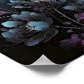 Donkerpaarse en blauwe bloemkunst poster (Hoek)