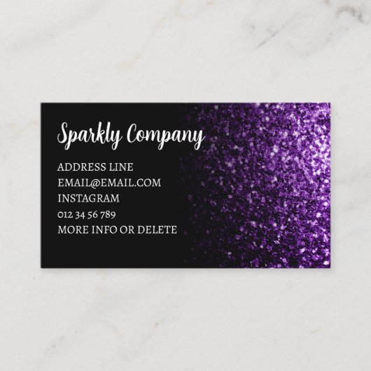 Donkerpaarse glans zwarte elegante QR-code Visitekaartje (Voorkant)