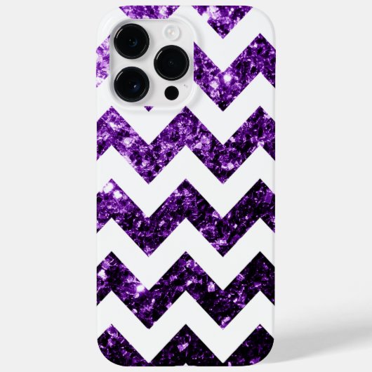 Donkerpaarse glinsterende vonken en witte Chevron Case-Mate iPhone Case (Achterkant)