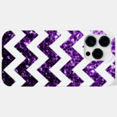 Donkerpaarse glinsterende vonken en witte Chevron Case-Mate iPhone Case (Achterkant (horizontaal))