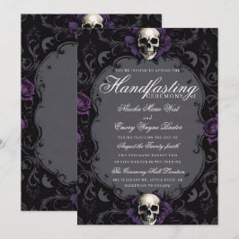 Donkerpaarse gotische boho bloemenschedel handfast kaart