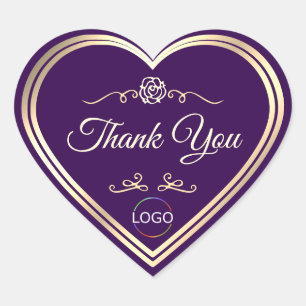 Donkerpaarse gouden lijst met logo Schattig Dank j Hart Sticker