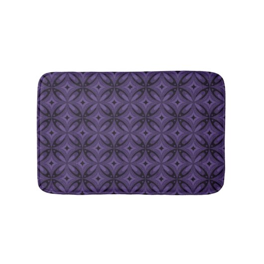 Donkerpaarse Kleurige Retro Patroon Badmat (Voorkant)