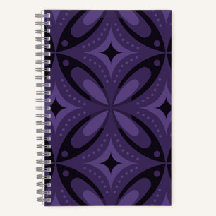 Donkerpaarse Kleurige Retro Patroon Notitieboek