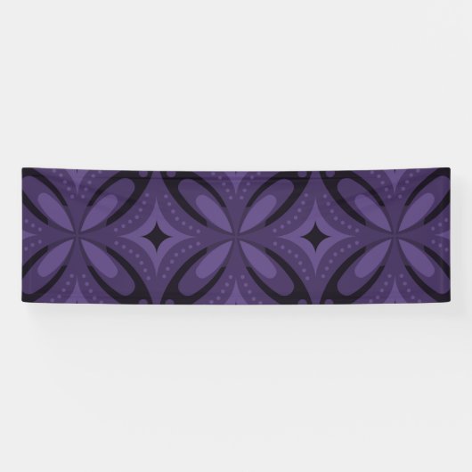 Donkerpaarse Kleurige Retro Patroon Spandoek (Horizontaal)