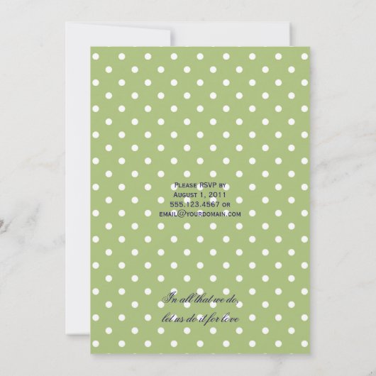 Donkerpaarse Lichtgroene Stippen Post Bruiloft Ce Kaart (Achterkant)