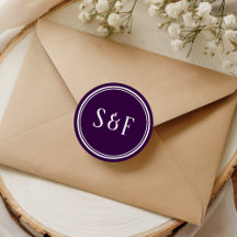 Donkerpaarse monogram enveloppe zegel