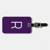 Donkerpaarse Monogram Initiaal Naam Cadeau Feest F Bagagelabel (Voorkant horizontaal)