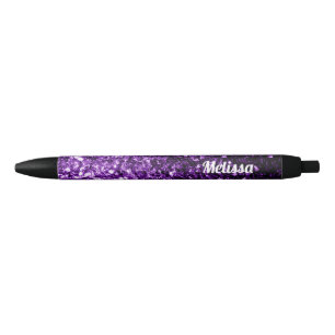 Donkerpaarse namaak glanzende glitter glans Person Zwarte Inkt Pen