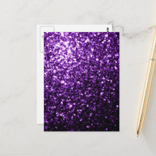 Donkerpaarse namaak glanzende glitter vonken briefkaart