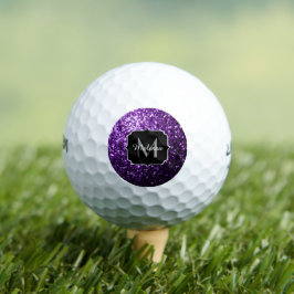 Donkerpaarse namaak glanzende glitter vonken Monog Golfballen