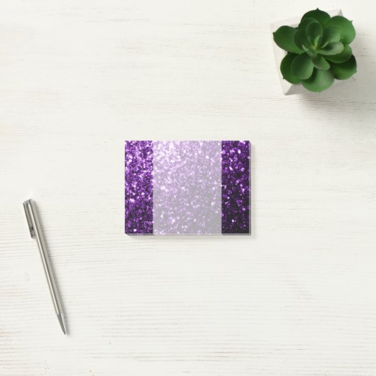 Donkerpaarse namaak glanzende glitter vonken post-it® notes (Kantoor)