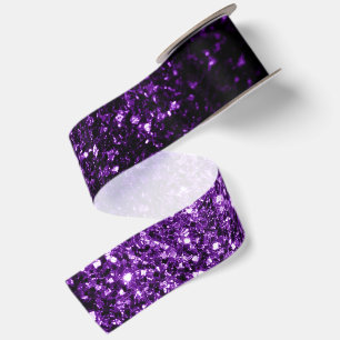 Donkerpaarse namaak glanzende glitter vonken satijnen lint