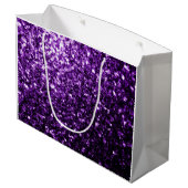 Donkerpaarse namaak glanzende glitters vonken Mono Groot Cadeauzakje (Achterkant Gekanteld)
