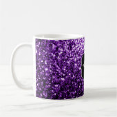 Donkerpaarse namaak glanzende glitters vonken Mono Koffiemok (Links)