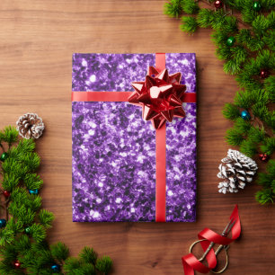 Donkerpaarse namaak glinsterende glitter vonken cadeaupapier