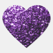 Donkerpaarse namaak glinsterende glitter vonken hart sticker (Voorkant)
