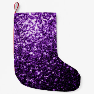 Donkerpaarse namaak glinsterende glitter vonken kleine kerstsok
