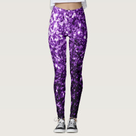 Donkerpaarse namaak glinsterende glitter vonken leggings