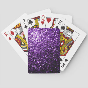 Donkerpaarse namaak glinsterende glitter vonken pokerkaarten