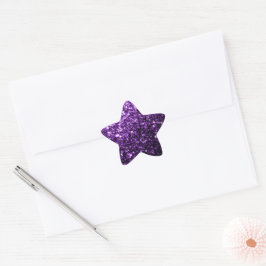 Donkerpaarse namaak glinsterende glitter vonken ster sticker