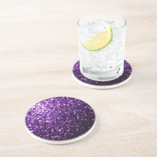 Donkerpaarse namaak glinsterende glitter vonken zandsteen onderzetter